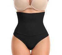 Bslingerie Women High-Waisted Tummy Control Shapewear Knickers Lace-Trimmed Body Shaper Underwear Plus Size (UK, Alpha, XXL, Regular, Regular, Black)