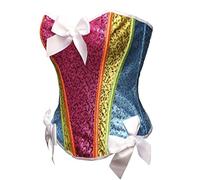 BSLINGERIE® Women Rainbow Sequined Overbust Corset (XL - UK 14, Rainbow)
