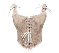 Bslingerie® Women Retro Vintage Victorian Animal Cat Print Bustier Renaissance Crop Top Tank Top Corset (L, Cape Jasmine Floral)