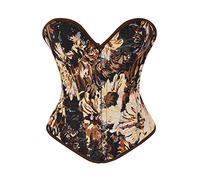 Bslingerie® Women Retro Vintage Victorian Animal Cat Print Bustier Renaissance Crop Top Tank Top Corset (L, Vintage Floral)