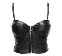 Bslingerie® Women Sequined Bustier Clubwear Bra Top (L, Faux Leather)