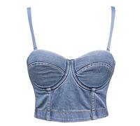 Bslingerie® Women Sequined Bustier Clubwear Bra Top (XL, Blue)