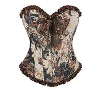Bslingerie Women Vintage Cottage Core Oil Painting Hourglass Corset Top Lingerie (Brown, S)