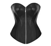 Bslingerie® Womens Faux Leather Corset Top (Black, L)