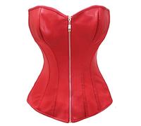 Bslingerie® Womens Faux Leather Corset Top (Red, M)