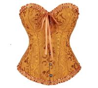 Bslingerie Women's Floral Overbust Corset Top - Vintage Jacquard Lace-Up Bustier - Waist Cincher Shapewear Bodice for Parties, Festivals & Clubwear