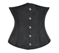 Bslingerie Womens Pastel Colour Palettes Brocade Underbust Corset Waist Cinchers (UK, Alpha, S, Regular, Regular, Black)