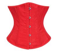 Bslingerie Womens Pastel Colour Palettes Brocade Underbust Corset Waist Cinchers (UK, Alpha, XL, Regular, Regular, Red)