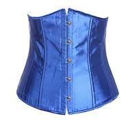Bslingerie® Womens Vintage Floral Brocade Satin Underbust Corset Clincher Cinchers (M, Blue Satin)