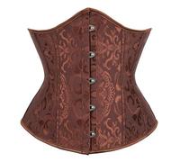 Bslingerie® Womens Vintage Floral Brocade Satin Underbust Corset Clincher Cinchers (M, Brown)