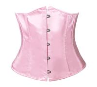 Bslingerie® Womens Vintage Floral Brocade Satin Underbust Corset Clincher Cinchers (M, Pink Satin)