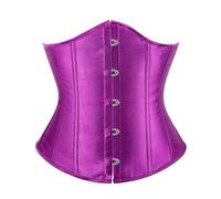 Bslingerie® Womens Vintage Floral Brocade Satin Underbust Corset Clincher Cinchers (M, Purple Satin)