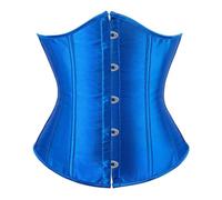 Bslingerie® Womens Vintage Floral Brocade Satin Underbust Corset Clincher Cinchers (XL, Blue Satin)
