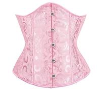 Bslingerie® Womens Vintage Floral Brocade Satin Underbust Corset Clincher Cinchers (XL, Pink Brocade)
