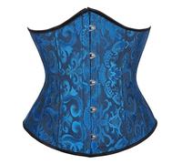 Bslingerie® Womens Vintage Floral Brocade Satin Underbust Corset Clincher Cinchers (XXL, Dark Blue)