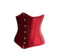 Bslingerie® Womens Vintage Floral Brocade Satin Underbust Corset Clincher (L, Red Satin)