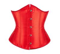 Bslingerie® Womens Vintage Floral Brocade Satin Underbust Corset Clincher (XL, Red Satin)