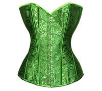 Bslingerie Womens Waist Cincher Boned Corset with Brocade (UK 10 (M), Green)