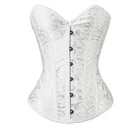 Bslingerie Womens Waist Cincher Boned Corset with Brocade White Size: UK 12-14 (L)