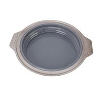 BSLSVGE Silicone Cake Pan Foldable Press Type | Quick Release Non - Stick Baking Pan for Layer Cake/Cheesecake/Chiffon | 22cm Round Baking Form Easy Demold & Storage (Grey)