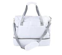 BSLSVGE Weekender Bag for Women Large Durable Polyester Gym Travel Bag with USB Charging Port Multi Pocket Design for Sports Yoga Beach Business Casual Use (White)