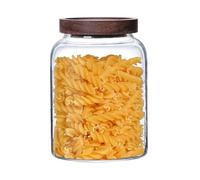 BSLVV 2000ML / 66 FL Oz Glass Storage Jar with Wood Lid, Airtight Sealed Container Canister Clear Glass StoragJar, Good Sealing Effect, for Spices, Sugar, Food, Coffee, Flour, Spaghetti