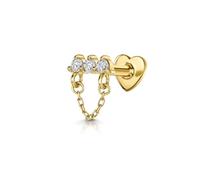 BSLVWG 1 PC Sterling Silver Cartilage Earrings for Women Flat Back Stud Earrings Helix Earring Small Chain Earrings Hypoallergenic CZ Star Heart Moon Tragus Conch Helix Piercing Jewelry (08)