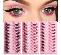 BSLVWG 10 Pairs Half Lashes Cat-Eye False Eyelashes Natural Look Wispy Fake Corner Lashes Natural Reusable Half Eyelashes Clear Band Short And Soft False Lashes (25)