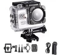 BSLVWG 1080P Action Camera 12MP 30M Waterproof Sports Underwater Cameras for Vlog With Ultra HD 170°Wide-Angle Anti-Shake 2.0'' LCD Screen with Accessories Kit for Bicycle/Swimming (White)