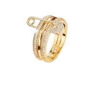 BSLVWG 14K Gold Plated Stackable 3 Rings for Women - Dainty Cubic Zirconia with Pin Design Wedding Bands Ring Minimalist Statement Engagement Promise Thumb Rings Stacking Size 5-12 (Gold, 12)