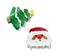 BSLVWG 2 PCS Christmas Hair Clips for Women Girls Christmas Tree Snowman Santa Christmas Hair Accessories Xmas Cosplay Party Theme Styling Hair Claw Clips Red Green Christmas Claw Hair Clips (A)
