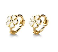 BSLVWG 8mm Tiny Cute Flower Hoop Silver Mini Small Cartilage Hoop EarringsHypoallergenic Dainty White Daisy Flowers Piercing Huggie Hoops for Women and Girls (Gold)