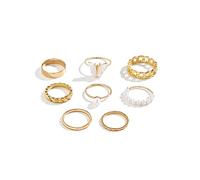 BSLVWG 8PCS Boho Rings Set Gold Rings Set Stacking Knuckle Rings Minimalist Midi Rings Fashion Simple Joint Finger Rings Accessories for Women and Teen Girls (02)