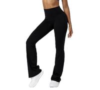 BSLVWG Bootcut Yoga Pants for Women,High Waist Flared Leggings Wide Leg Bottom Bootleg Tummy Control Workout Gym Casual Work Flare Trousers, Fitness Tights (UK, Waist, L, Plus, Regular, Black)