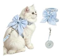 BSLVWG Cat Harness and Leash Set,Shine Large Bowknot Vest, Escape Proof Kitten Harness, Silk Bow Decor,Soft Satin Front,Adjustable Fit,Easy to Wear for Kitten Cats Walking and Traveling,Blue,Small