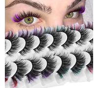 BSLVWG Coloured False Eyelashes Russian Strip LashesFalse Lashes Faux Mink Lashes Colored Lashes Fluffy Wispy Russian Strip Lashes with Color（7 MIX Colors） (02), 1.0 count, Pack of 1
