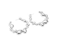 BSLVWG Curve Silver Chunky Hoop Earrings For Women Punk 14K White Gold Plated Lightweight Hoops Earrings Statement Hypoallergenic Earrings for Women Girls