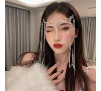 BSLVWG Ethnic style Headband Head Chain with Beaded,Fairy Hair Forehead Chain Crystal Headband Face Curtain Hair Accessories for Womens and Girls (02)