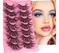 BSLVWG False Eyelashes 7 Pairs Professional Reusable 8D Mink Lashes Natural Waterproof Thick Fluffy Fake Eyelashes Faux Mink Eyelashes Natural Look Russian Strip Lashes (7014)