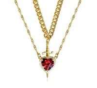 BSLVWG Gift Necklaces for Women, Sword and Heart Crystal Pendant Couple Necklace, Birthday Anniversary Jewelry for Wife, Mom, and Her, Adjustable Chain