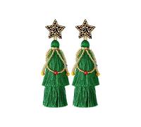 BSLVWG Layered Tassel Earrings Bohemian Tiered Tassel Druzy Stud Dangle Drop Earrings for Women Christmas Mother's Day Gift, 7.8*3.2, Cotton, bead