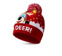 BSLVWG LED Christmas Hat,Light Up Christmas Hat, Unisex Knitted Beanie Hat,Cute Cartoon Design Xmas Beanie Cap Winter Knitted Hat with Colorful LED Lights (02)