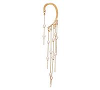 BSLVWG Pearl Tassel Style Zircon Earrings, Gold Sparkling No Piercing Ear Clip, Wrap Long Cuff Earrings Jewelry Gifts for Women Girls 1 PC