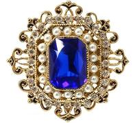 BSLVWG Rhinestone Brooch Pin for Women Gold Baroque Rectangle Crystal Pearl Boho Victorian Style Brooches Lapel Pins Dress Suit Clothes Accessories Wedding Christmas Festival Jewelry Gift (Blue)