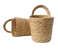 BSLVWG Seagrass Woven Storage Baskets Set of 2,Hand Woven Basket Indoor Outdoor Storage Flower Cover Containers for Modern Home Decor Storage,Hanging Baskets Organizer,Garden Plant Baskets (Brown)