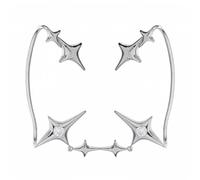BSLVWG Star Ear Cuff Wrap Clip On Clawler Climber Hypoallergenic Ear Cuffs Silver Stars Ear Crawler Non Piercing Earrings for Women and Girls