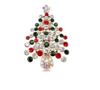BSLVWG Vintage Christmas Brooch Pins Rhinestone Crystal Christmas Pin Xmas Tree Deer Santa Snowman Bowknot Double Bells Brooches Xmas Jewelry Decoration Ladies Gift (07)