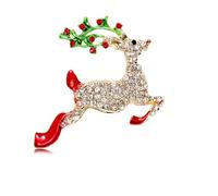 BSLVWG Vintage Christmas Brooch Pins Rhinestone Crystal Christmas Pin Xmas Tree Deer Santa Snowman Bowknot Double Bells Brooches Xmas Jewelry Decoration Ladies Gift (03)