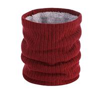 BSLVWG Winter Neck Warmer Fleece Thermal Lined Scarf Thicken Windproof and Dust Skiing Circle for mens women Double-Layer Fleece Lining Knit Unisex Circle Scarf for Cycling Motocycle (Wine Red)