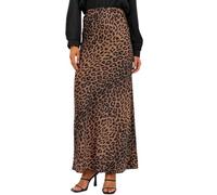 BSLVWG Women Leopard Print Satin Skirt High Waist Hidden Elasticized Waistband Maxi Satin Skirts Silk Flowy Elegant Dress (UK, Alpha, S, Regular, Regular, Brown)